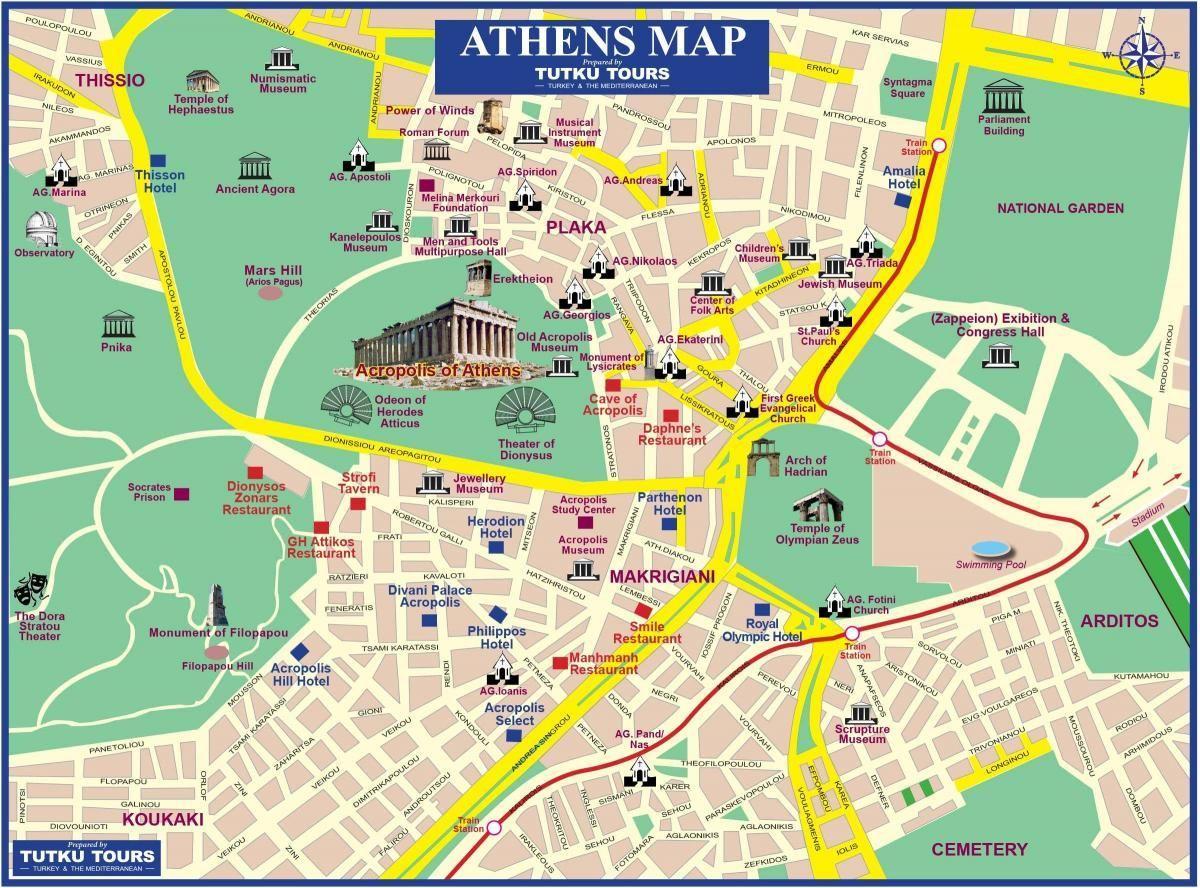Mappa dei luoghi d'interesse di Atene