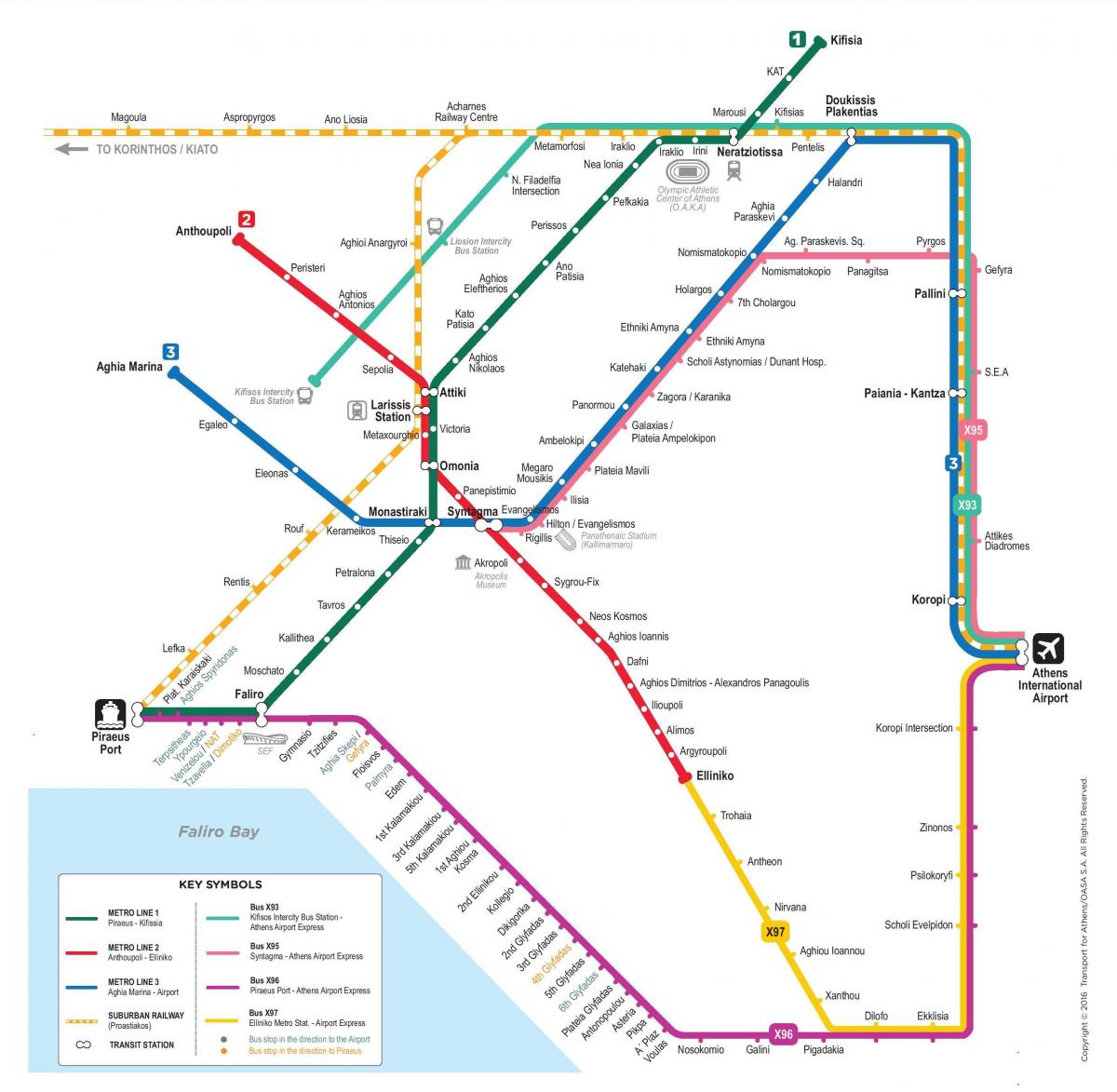 Mappa delle stazioni della metropolitana di Atene