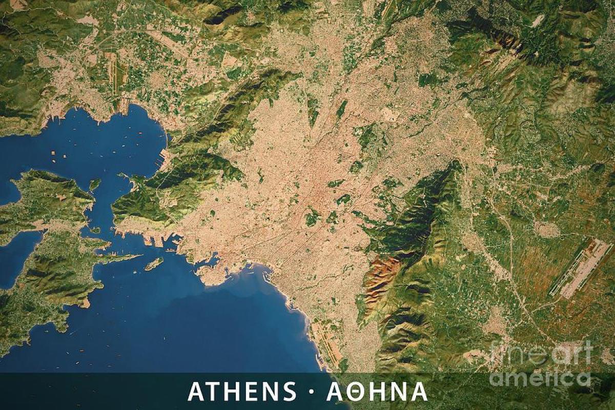 Mappa altimetrica di Atene