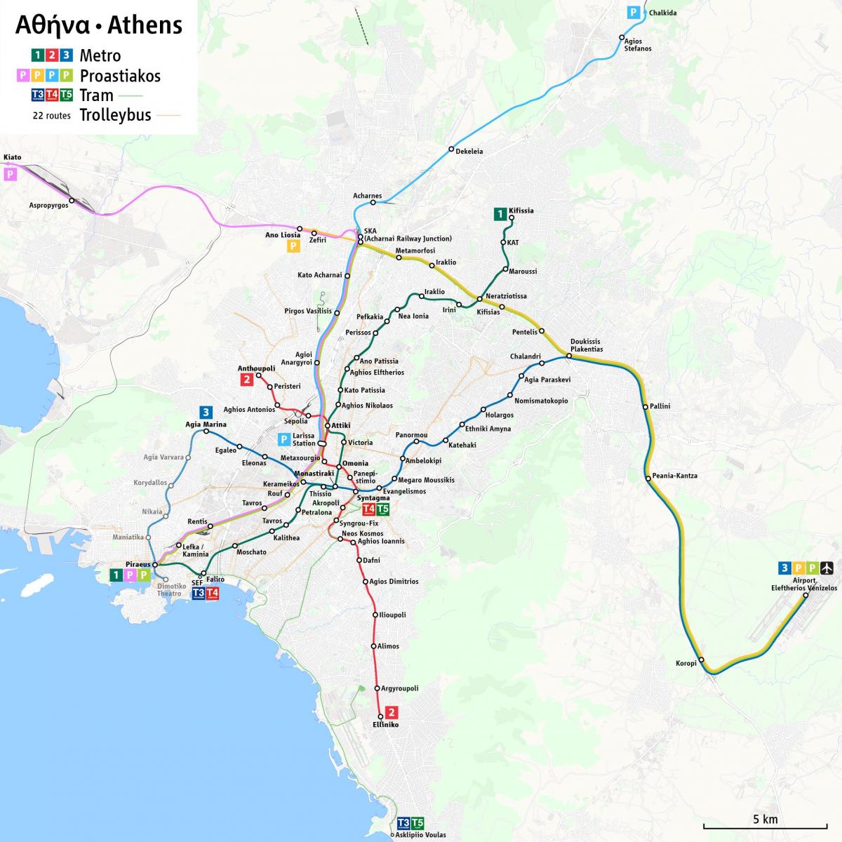 Mappa delle stazioni ferroviarie di Atene