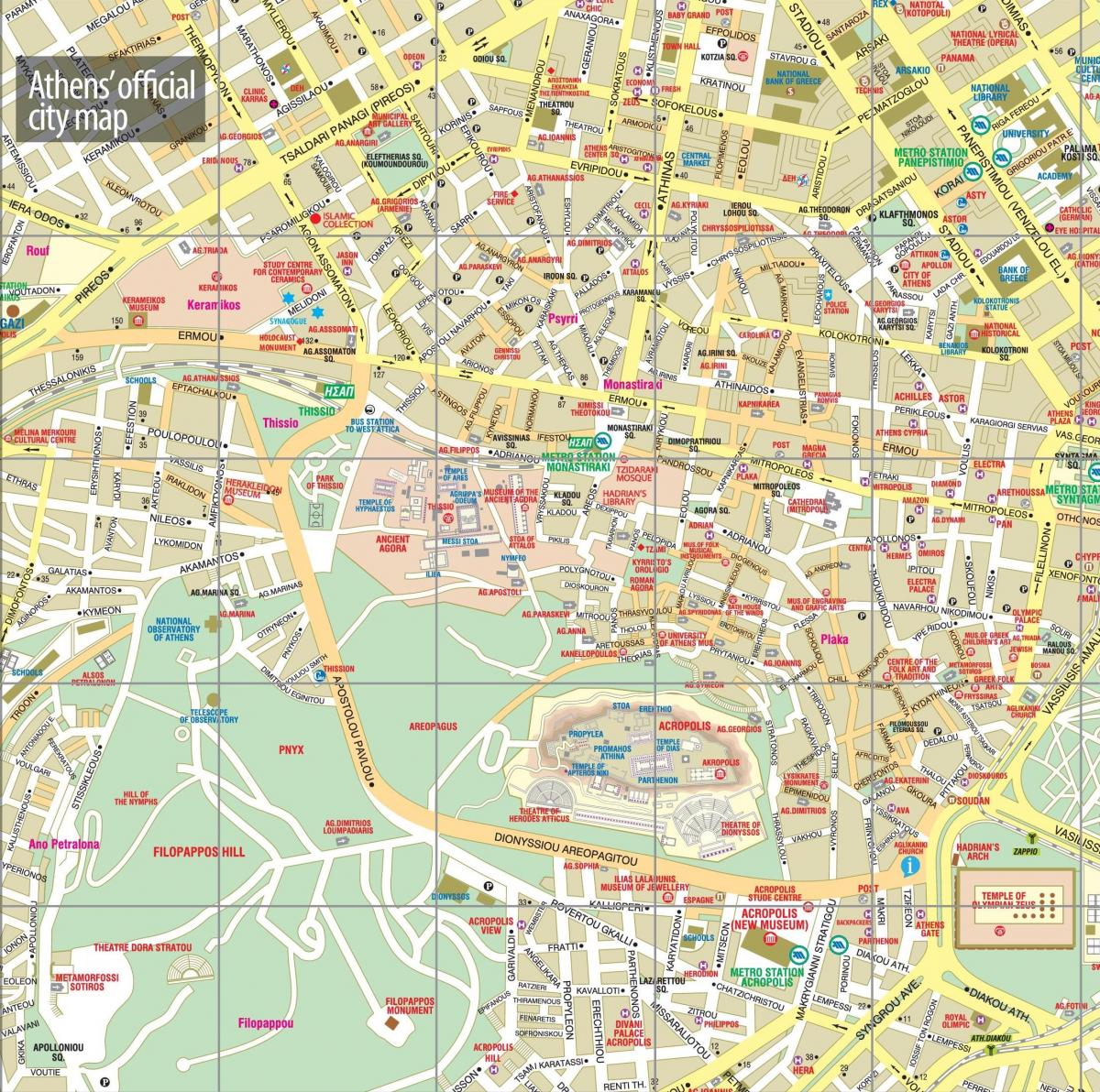 Mappa del centro di Atene